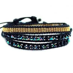 LA Style Rush Accessories X Katie Soleil Multi Beaded Wrap Bracelet In Peacock