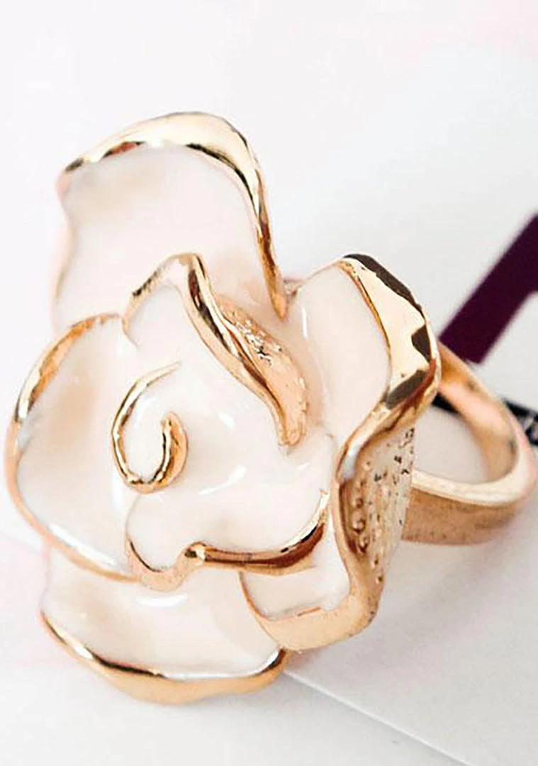 Accessories FASHô Rose Enamel Ring In Ivory