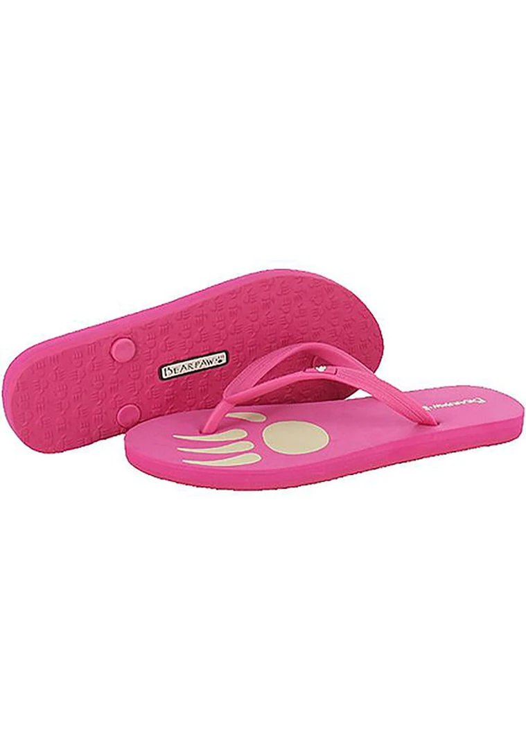 Bearpaw Lilly Soft Rubber Logo Flip Flop Sandal In Hot Pink
