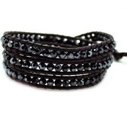 LA Style Rush Single Multi Beaded Wrap Bracelet In Black
