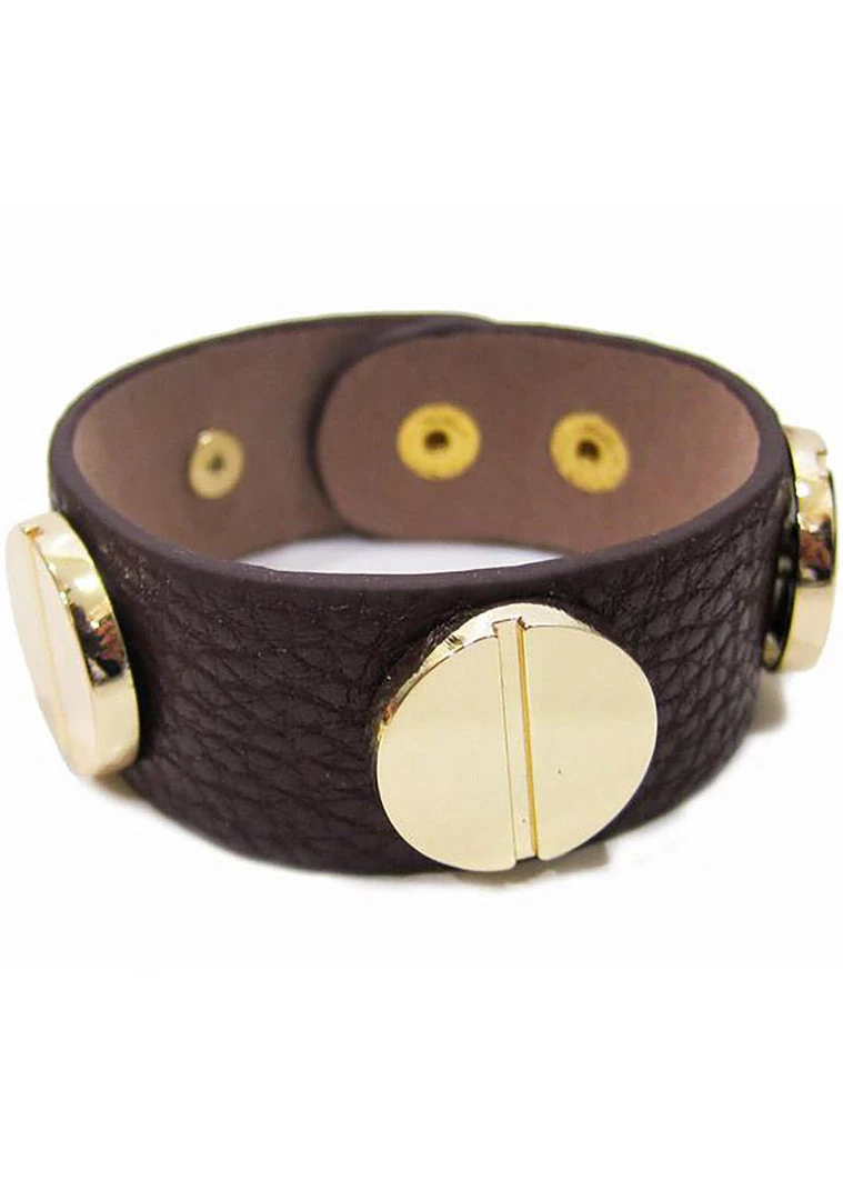 FASHô Large Screw Bracelet In Chocolate/Gold