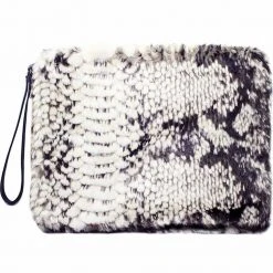 LA Style Rush Python Faux Fur Clutch Handbag Bags