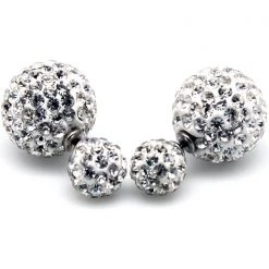 LA Style Rush Accessories Crystal Disco Ball Post Stud Earring In White