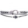 LA Style Rush The Raven Divine Hamsa Bracelet Set In Silver
