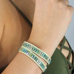 LA Style Rush Evergreen Beaded Double Wrap Bracelet Accessories