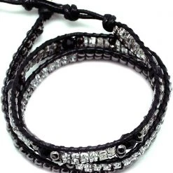 LA Style Rush X Katie Soleil Multi Beaded Wrap Bracelet In Gunmetal The Raven