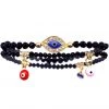 LASR The Raven Crystal Evil Eye Beaded Bracelet Set In Black