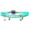 LASR Accessories Crystal Evil Eye Beaded Bracelet Set In Turquoise