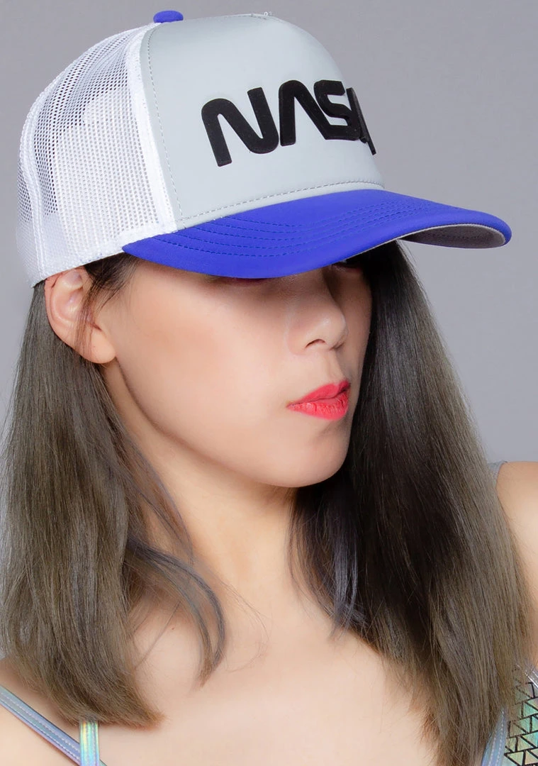 American Needle NASA Riptide Valin Flat Brim Hat In Blue Grey