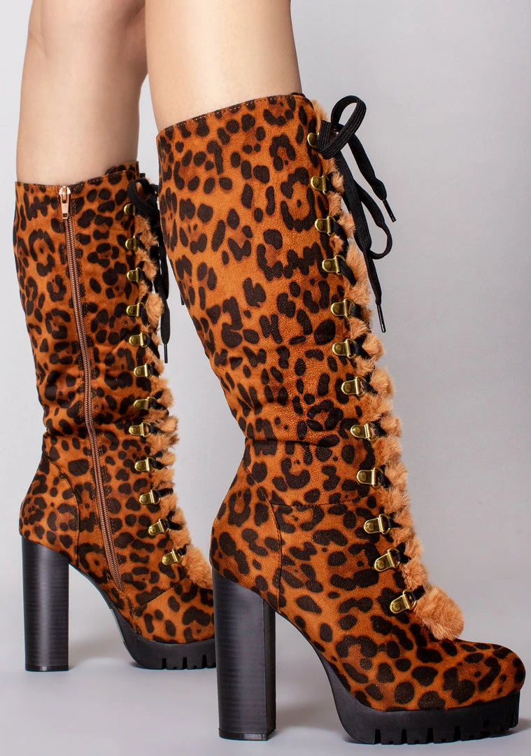 LA Style Rush Ready To Pounce Lace Up Boots Shoes