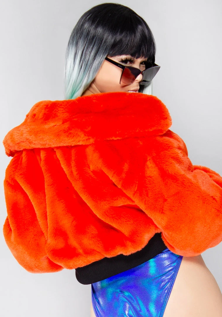 Azalea Wang The Great Fantastic Neon Pop Faux Fur Jacket