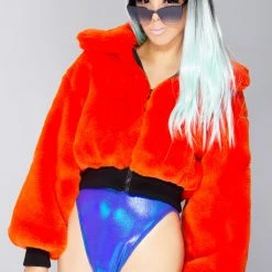 Azalea Wang The Great Fantastic Neon Pop Faux Fur Jacket