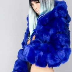 Azalea Wang Sapphire Reign Faux Fur Coat