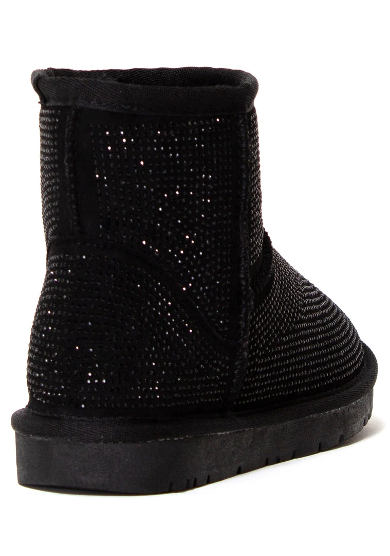 Azalea Wang The Great Fantastic Iced Onyx Rhinestone Faux Fur Boots