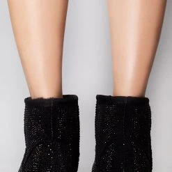 Azalea Wang The Great Fantastic Iced Onyx Rhinestone Faux Fur Boots