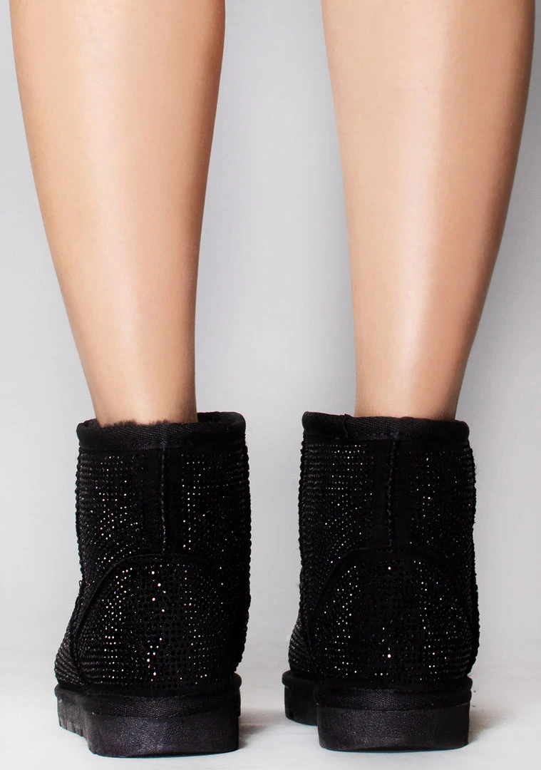 Azalea Wang The Great Fantastic Iced Onyx Rhinestone Faux Fur Boots