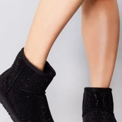 Azalea Wang The Great Fantastic Iced Onyx Rhinestone Faux Fur Boots