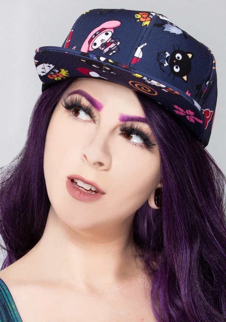 BIOWORLD X Naruto Hello Kitty Limited Edition AOP Snapback Raglan Hat