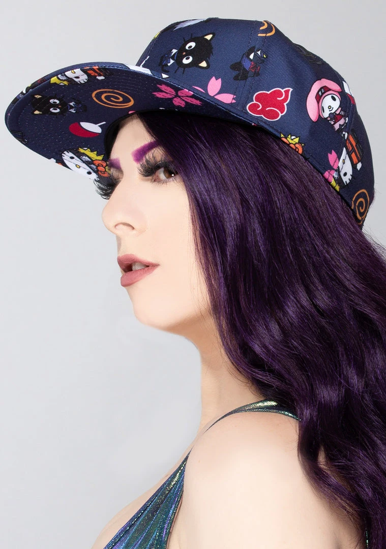 BIOWORLD X Naruto Hello Kitty Limited Edition AOP Snapback Raglan Hat