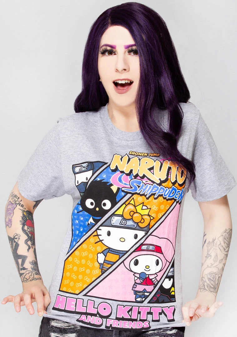 BIOWORLD Women's Festival X Naruto Hello Kitty & Friends T-Shirt