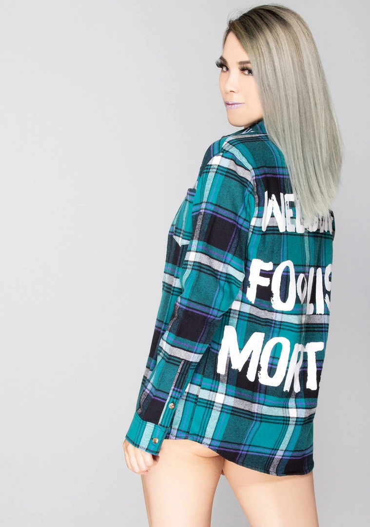 Cakeworthy X Disney Haunted Mansion Foolish Mortals Flannel Shirt