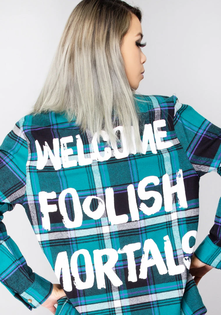 Cakeworthy X Disney Haunted Mansion Foolish Mortals Flannel Shirt