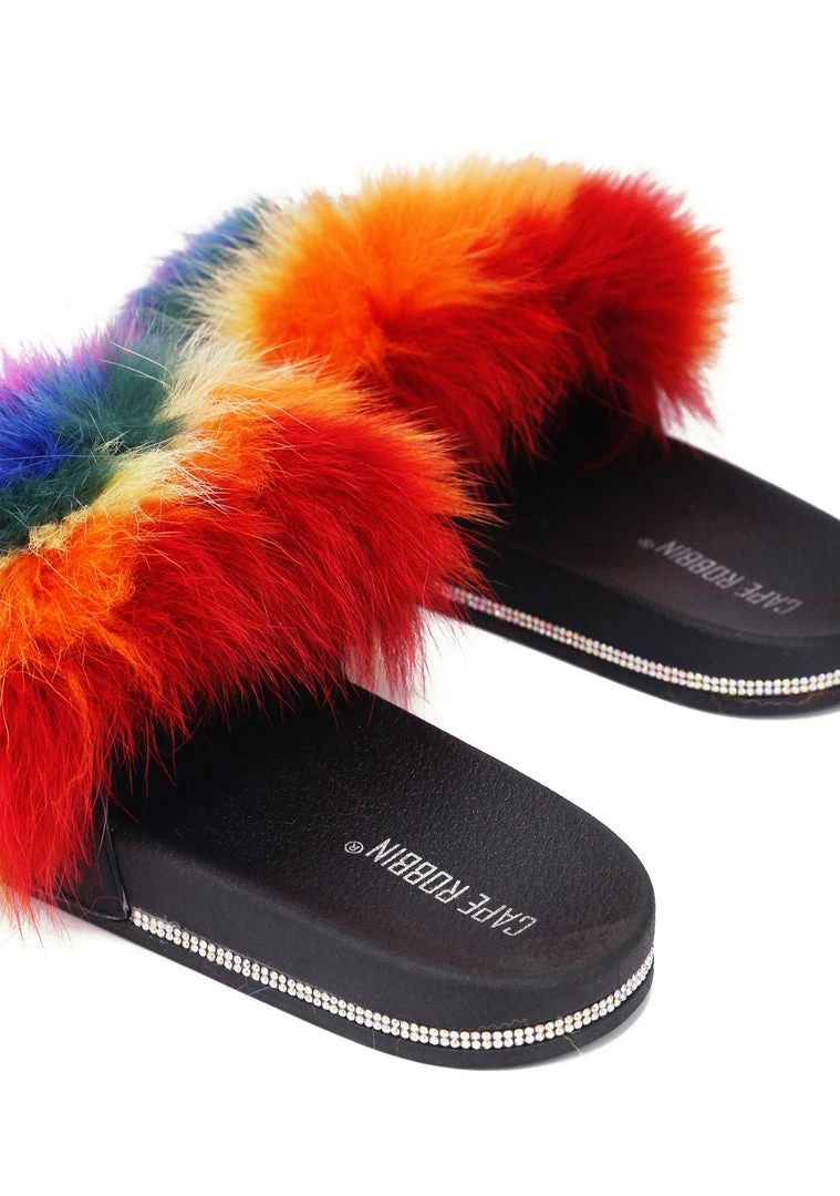 Cape Robbin Fever Dream Faux Fur Sandals The Great Fantastic