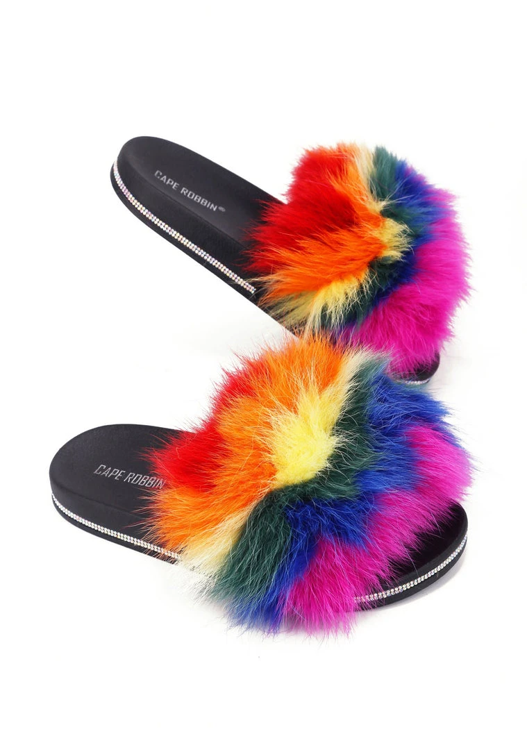Cape Robbin Fever Dream Faux Fur Sandals The Great Fantastic