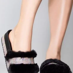 Cape Robbin The Great Fantastic Posh Life Faux Fur Rhinestone Platform Sandals