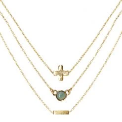 Charged Peace Amazonite Delicate Chain Necklace Set New