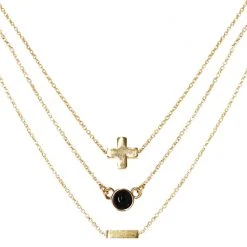 Charged New Strength Onyx Delicate Chain Necklace Set