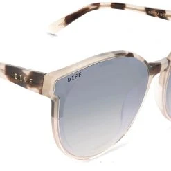 DIFF Eyewear New Gemma Sunglasses In Cream Tortoise/Sandstone Grey Gradient Flash