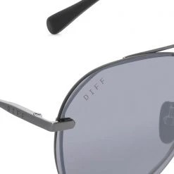 DIFF Eyewear Lenox Sunglasses In Brushed Silver/Grey Mirror Tea Room Cinema