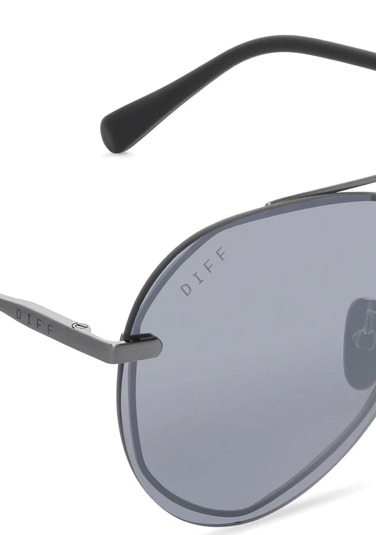 DIFF Eyewear Lenox Sunglasses In Brushed Silver/Grey Mirror Tea Room Cinema