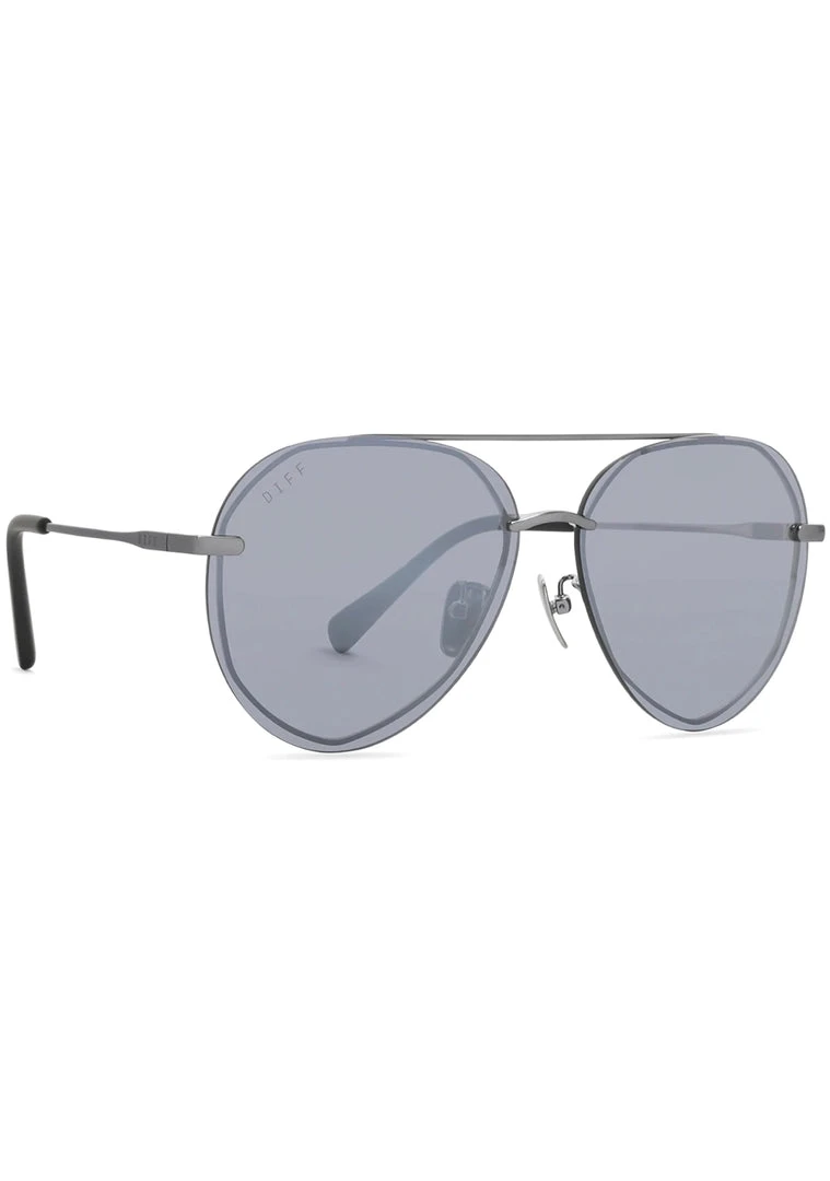 DIFF Eyewear Lenox Sunglasses In Brushed Silver/Grey Mirror Tea Room Cinema