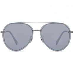 DIFF Eyewear Lenox Sunglasses In Brushed Silver/Grey Mirror Tea Room Cinema