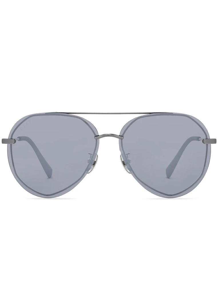 DIFF Eyewear Lenox Sunglasses In Brushed Silver/Grey Mirror Tea Room Cinema