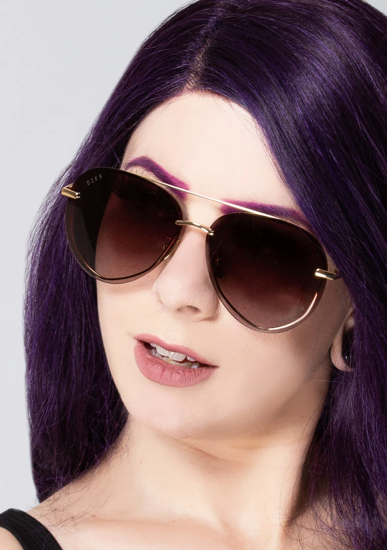 DIFF Eyewear Lenox Sunglasses In Gold/Brown/Tortoise