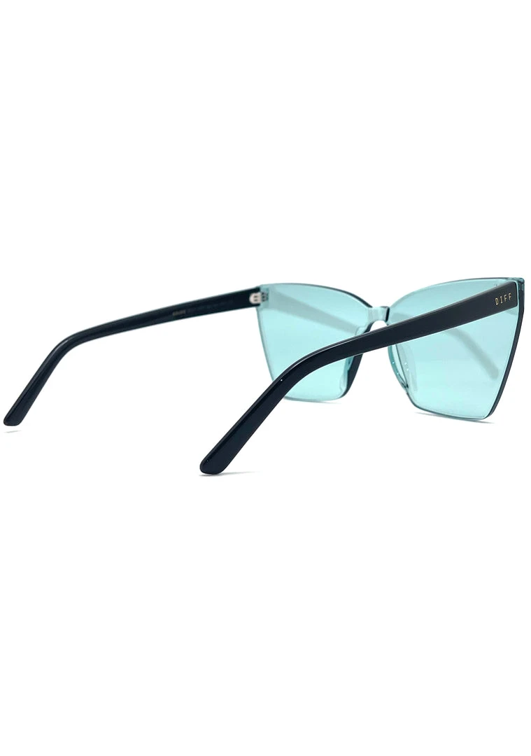 DIFF Eyewear Goldie Sunglasses In Black Turquoise Mirror New
