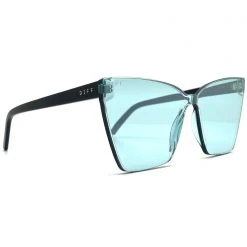 DIFF Eyewear Goldie Sunglasses In Black Turquoise Mirror New