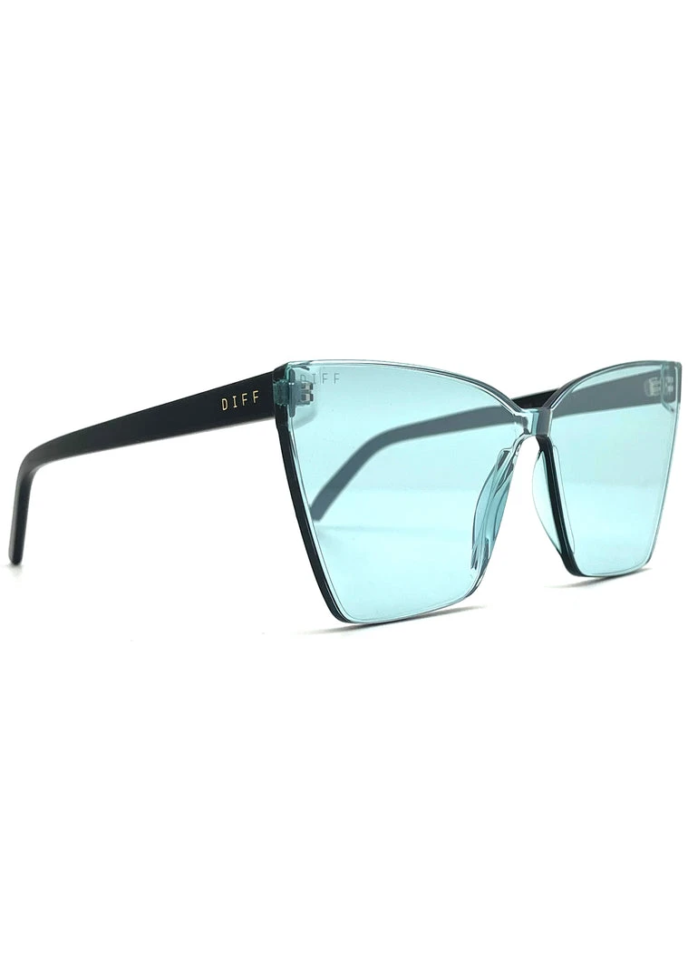 DIFF Eyewear Goldie Sunglasses In Black Turquoise Mirror New