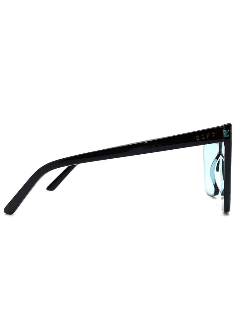 DIFF Eyewear Goldie Sunglasses In Black Turquoise Mirror New