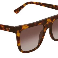 DIFF Eyewear The Great Fantastic Stevie Polarized Sunglasses In Amber Tortoise/Brown Gradient