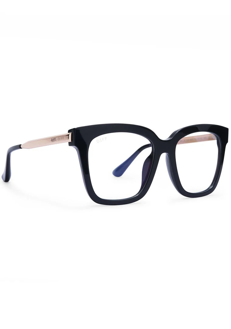 DIFF Eyewear The Great Fantastic X H.E.R. Bella Blue Light Glasses In Black/Gold