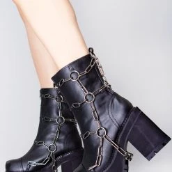 Demonia Pent Up Chained Platform Boots Shoes