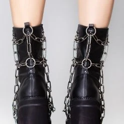 Demonia Pent Up Chained Platform Boots Shoes