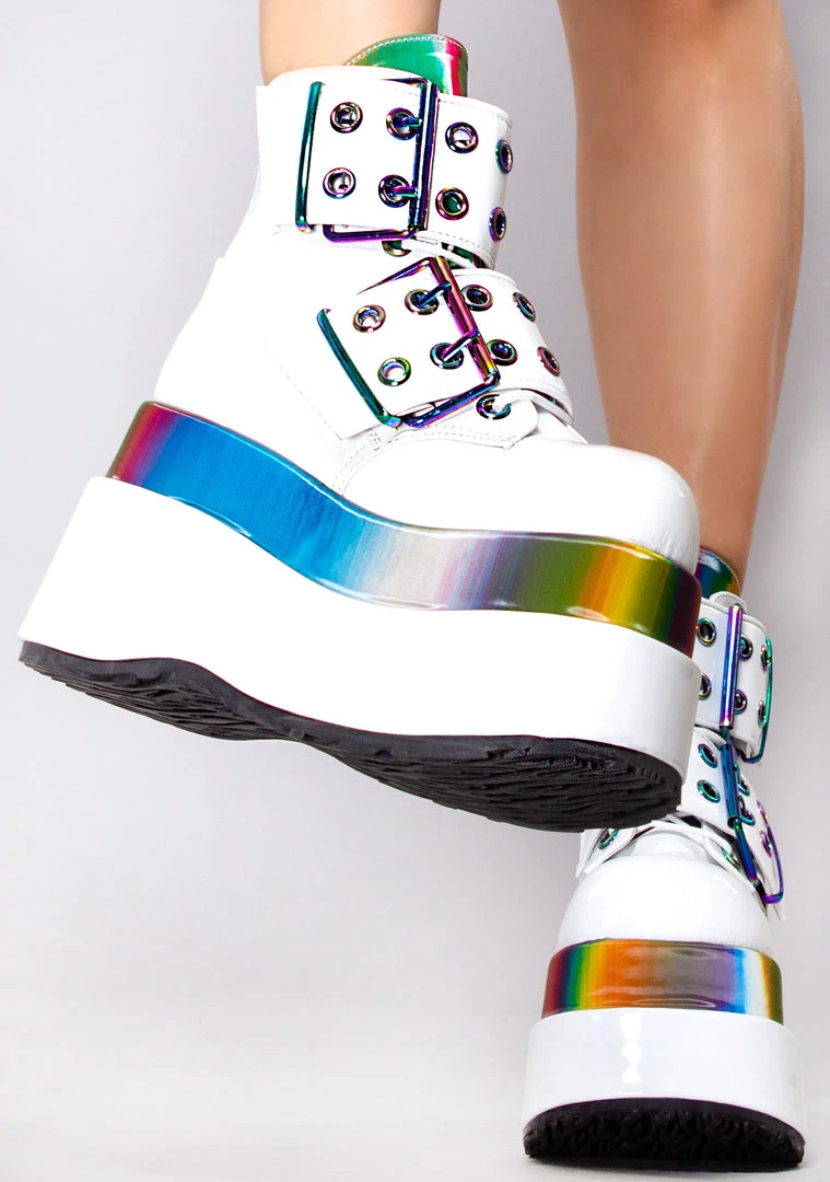 Demonia Raving Rainbow Platform Boots