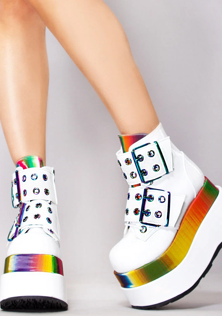 Demonia Raving Rainbow Platform Boots