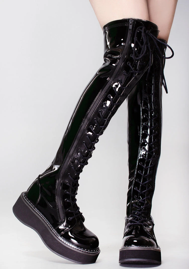 Demonia Dead Cell Thigh High Platform Boots Shoes