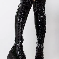 Demonia No Surrender Thigh-High Platform Boots Shoes